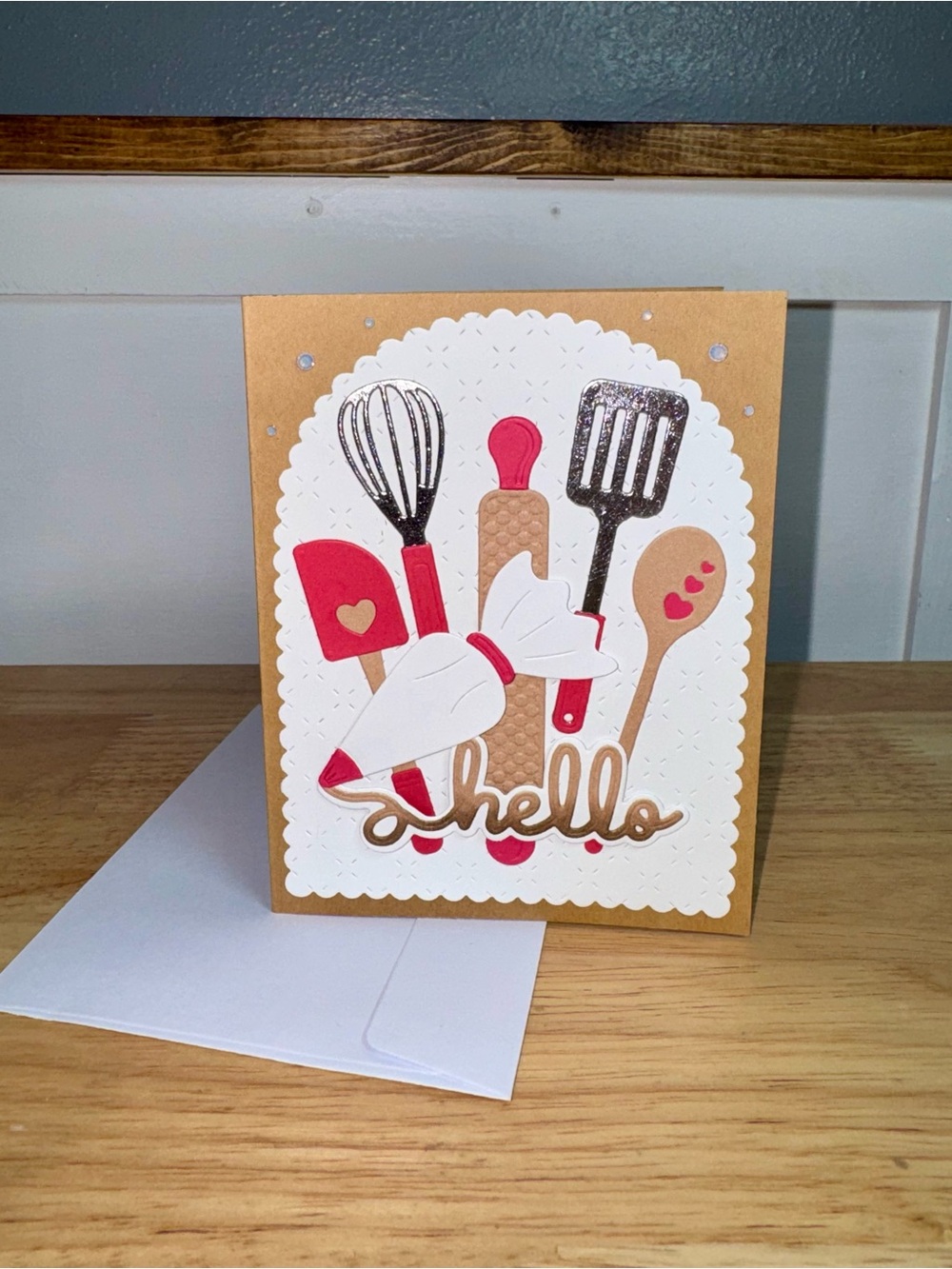Baking Utensils Hello Card – Handmade Greeting Card